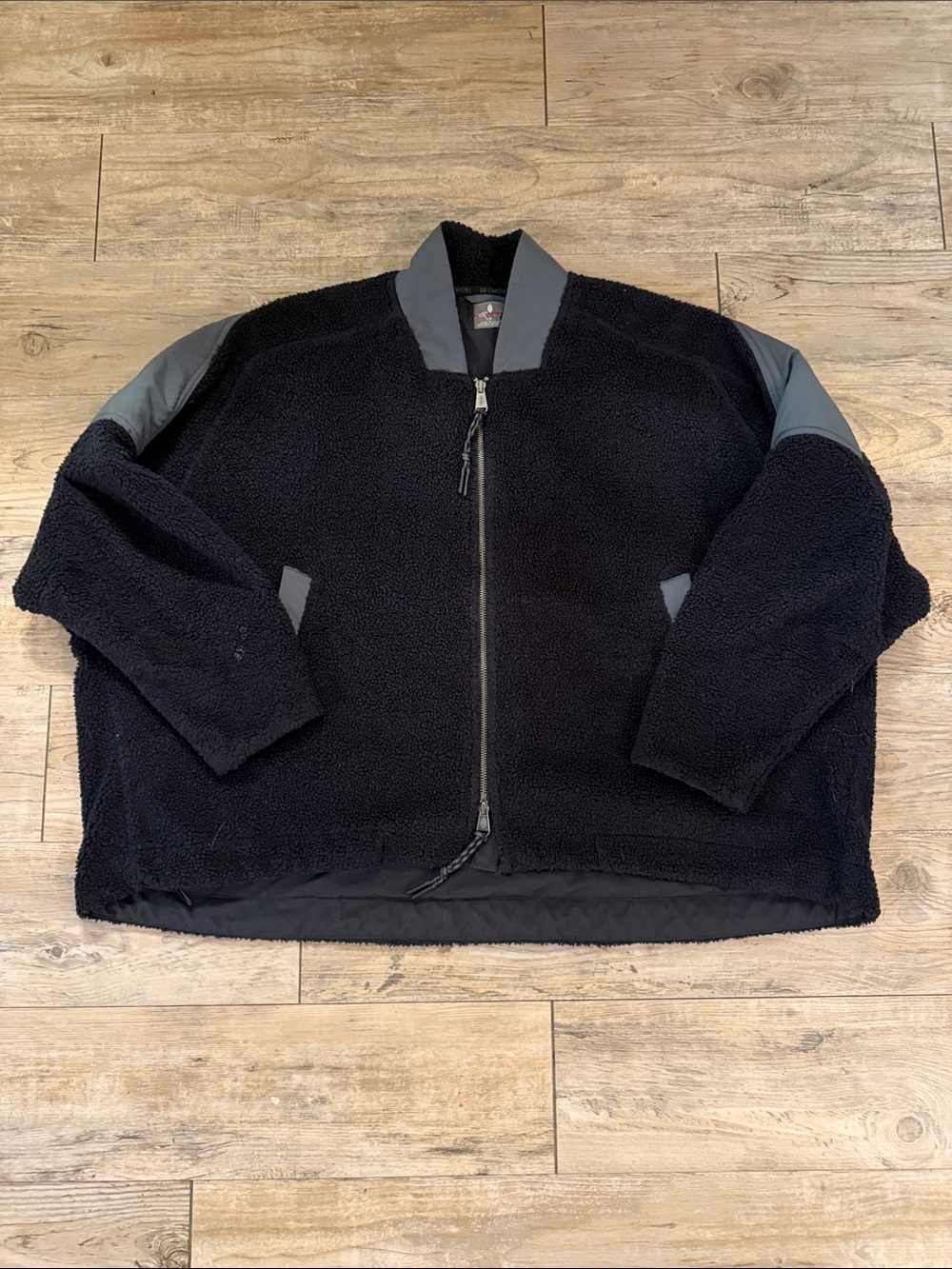 FP Movement Black Sherpa Zip-Up Jacket with Gray Trim